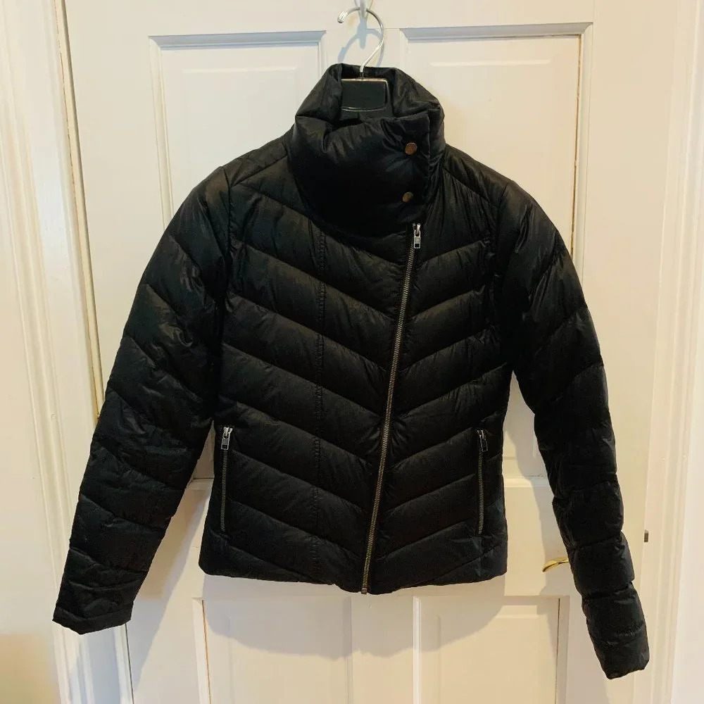 Womens PATAGONIA Fitz Roy Goose Down Black Zip Sweater Puffer Jacket XS